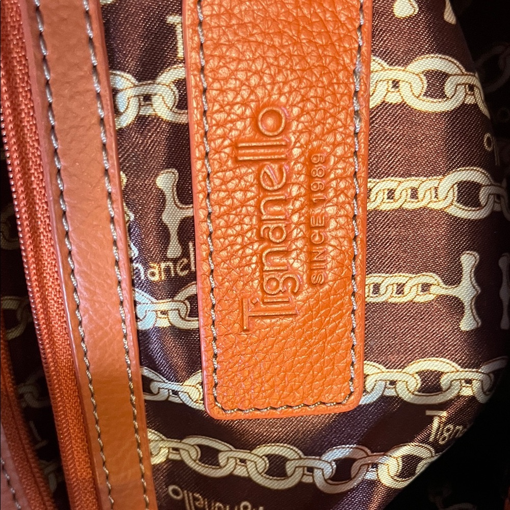 Vintage Tiganello Orange Leather Shoulder Bag - Picture 9 of 13